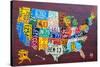 License Plate Map USA Large-Design Turnpike-Stretched Canvas