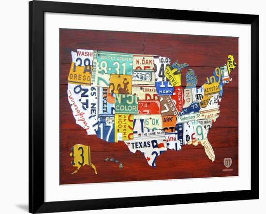 License Plate Map USA-Design Turnpike-Framed Giclee Print