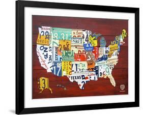 License Plate Map USA-Design Turnpike-Framed Giclee Print