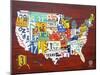 License Plate Map USA-Design Turnpike-Mounted Giclee Print