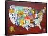 License Plate Map USA-Design Turnpike-Framed Stretched Canvas