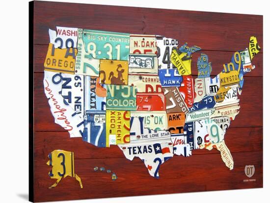 License Plate Map USA-Design Turnpike-Stretched Canvas