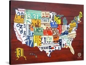 License Plate Map USA-Design Turnpike-Stretched Canvas