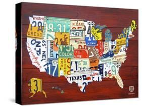 License Plate Map USA-Design Turnpike-Stretched Canvas