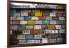 License plate mounted on a wall at the roadside, Hole 'N the Rock, Zion National Park, Utah, USA-Panoramic Images-Framed Photographic Print