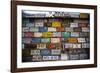 License plate mounted on a wall at the roadside, Hole 'N the Rock, Zion National Park, Utah, USA-Panoramic Images-Framed Photographic Print