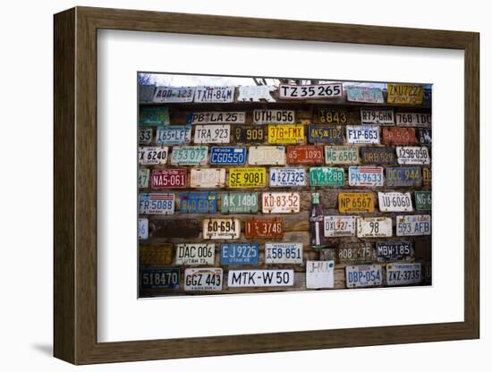 License plate mounted on a wall at the roadside, Hole 'N the Rock, Zion National Park, Utah, USA-Panoramic Images-Framed Photographic Print