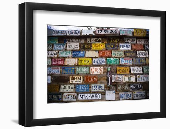 License plate mounted on a wall at the roadside, Hole 'N the Rock, Zion National Park, Utah, USA-Panoramic Images-Framed Photographic Print