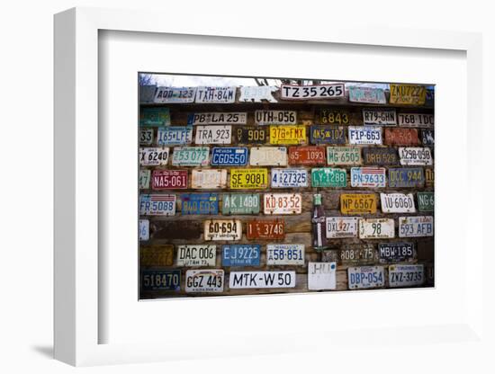 License plate mounted on a wall at the roadside, Hole 'N the Rock, Zion National Park, Utah, USA-Panoramic Images-Framed Photographic Print