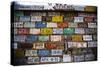 License plate mounted on a wall at the roadside, Hole 'N the Rock, Zion National Park, Utah, USA-Panoramic Images-Stretched Canvas