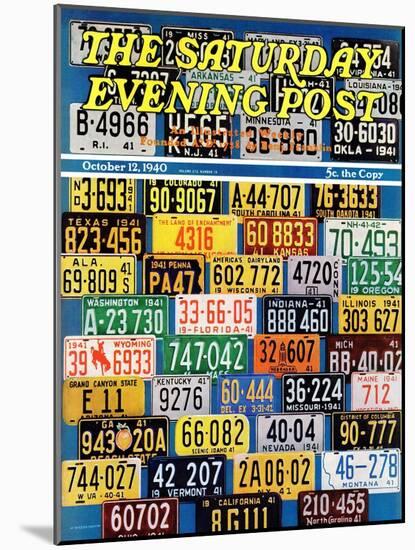 "License Plates," Saturday Evening Post Cover, October 12, 1940-H. Wilson Smith-Mounted Premium Giclee Print