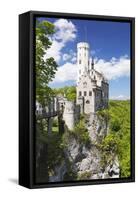 Lichtenstein Castle in Spring, Swabian Alb, Baden Wurttemberg, Germany, Europe-Markus Lange-Framed Stretched Canvas