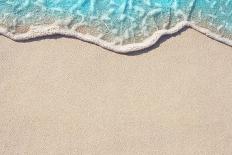 Soft Wave of Blue Ocean on Sandy Beach. Background. Selective Focus.-Lidiya Oleandra-Photographic Print