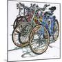 Lido Bikes Sextet-Micheal Zarowsky-Mounted Giclee Print