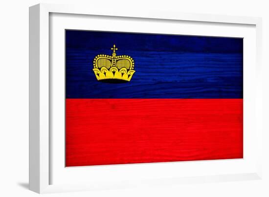 Liechtenstein Flag Design with Wood Patterning - Flags of the World Series-Philippe Hugonnard-Framed Art Print
