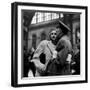 Lieut. John Hancock Spear Kissing His Bride, Ester, While Saying Goodbye in Penn Station-Alfred Eisenstaedt-Framed Photographic Print