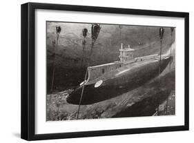 Lieutenant -Commander Edward Boyle in Submarine E14 Evading Turkish Mines-Charles Edward Dixon-Framed Giclee Print