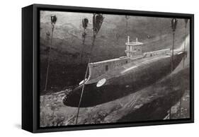 Lieutenant -Commander Edward Boyle in Submarine E14 Evading Turkish Mines-Charles Edward Dixon-Framed Stretched Canvas