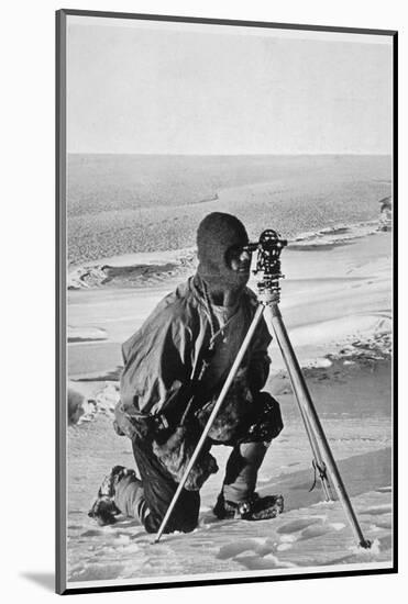 Lieutenant Evans surveying in the Antarctic, 1911-1912-Herbert Ponting-Mounted Photographic Print