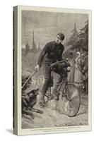 Lieutenant George Martos Riding on a Bicycle from St Petersburg to Paris Attacked by Dogs in a Russ-Charles Joseph Staniland-Stretched Canvas