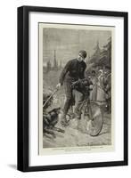 Lieutenant George Martos Riding on a Bicycle from St Petersburg to Paris Attacked by Dogs in a Russ-Charles Joseph Staniland-Framed Giclee Print