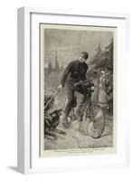 Lieutenant George Martos Riding on a Bicycle from St Petersburg to Paris Attacked by Dogs in a Russ-Charles Joseph Staniland-Framed Giclee Print