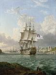 The HMS 'Britannia', a 120-Gun Ship, Built in 1820, Leaving a Port in the Mediterranean, Probably T-Lieutenant Robert Strickland Thomas-Laminated Giclee Print