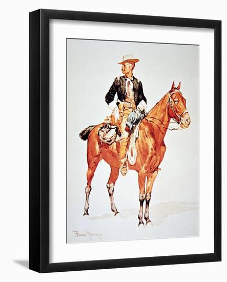 Lieutenant S.C. Robertson, Chief of the Crow Scouts, from a Watercolour of 1890-Frederic Sackrider Remington-Framed Giclee Print