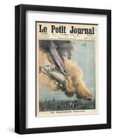 Lieutenant Warneford Shoots Down the First Zeppelin of the War Over Ghent-null-Framed Art Print