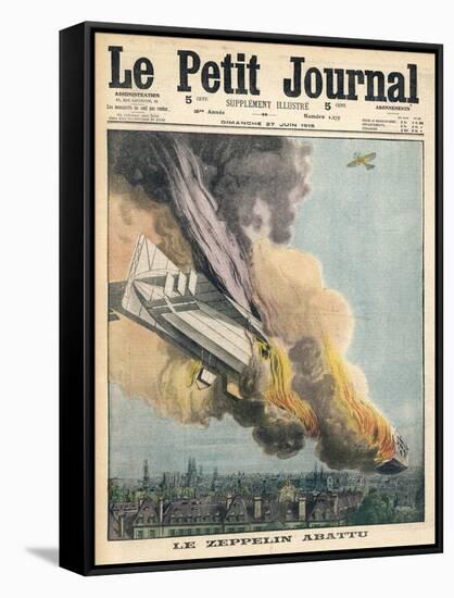 Lieutenant Warneford Shoots Down the First Zeppelin of the War Over Ghent-null-Framed Stretched Canvas