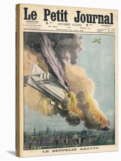 Lieutenant Warneford Shoots Down the First Zeppelin of the War Over Ghent-null-Stretched Canvas