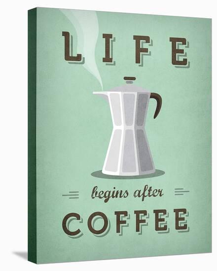 Life Begins after Coffee-Amalia Lopez-Stretched Canvas