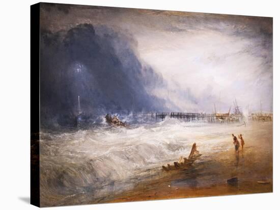 Life boat and manby apparatus going off to a stranded vessel, 19th century-Joseph Mallord William Turner-Stretched Canvas