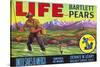 Life Brand Bartlett Pears Fruit Crate Label-null-Stretched Canvas