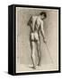 Life Drawing of a Male Nude with a Cane, C.1910-12 (Chalk on Paper)-Adolphe Valette-Framed Stretched Canvas