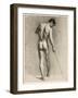 Life Drawing of a Male Nude with a Cane, C.1910-12 (Chalk on Paper)-Adolphe Valette-Framed Giclee Print