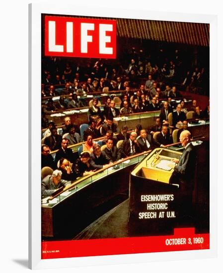 LIFE Eisenhower at U.N. 1960-null-Framed Premium Giclee Print