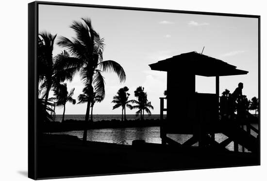 Life Guard Station at Sunset - Miami - Florida-Philippe Hugonnard-Framed Stretched Canvas