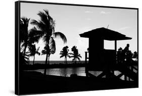 Life Guard Station at Sunset - Miami - Florida-Philippe Hugonnard-Framed Stretched Canvas