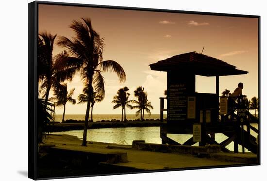 Life Guard Station at Sunset - Miami - Florida-Philippe Hugonnard-Framed Stretched Canvas