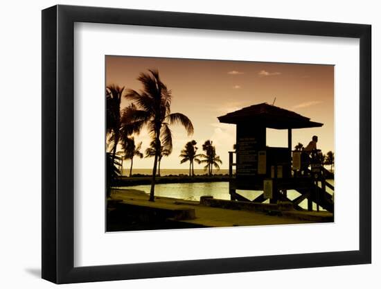 Life Guard Station at Sunset - Miami - Florida-Philippe Hugonnard-Framed Photographic Print