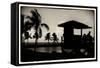 Life Guard Station at Sunset - Miami - Florida-Philippe Hugonnard-Framed Stretched Canvas