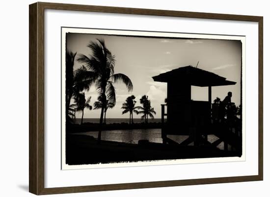 Life Guard Station at Sunset - Miami - Florida-Philippe Hugonnard-Framed Photographic Print