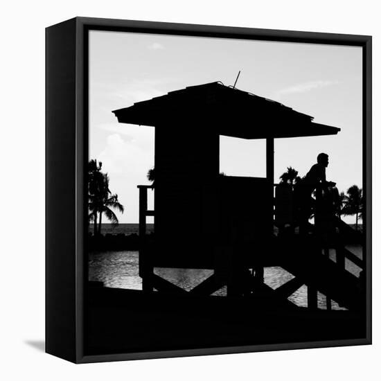 Life Guard Station at Sunset - Miami - Florida-Philippe Hugonnard-Framed Stretched Canvas