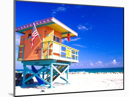 Life Guard Station, South Beach, Miami, Florida, USA-Terry Eggers-Mounted Premium Photographic Print