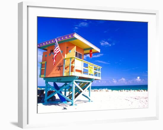 Life Guard Station, South Beach, Miami, Florida, USA-Terry Eggers-Framed Photographic Print