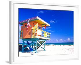 Life Guard Station, South Beach, Miami, Florida, USA-Terry Eggers-Framed Photographic Print