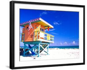 Life Guard Station, South Beach, Miami, Florida, USA-Terry Eggers-Framed Photographic Print