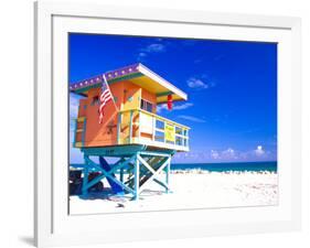 Life Guard Station, South Beach, Miami, Florida, USA-Terry Eggers-Framed Photographic Print