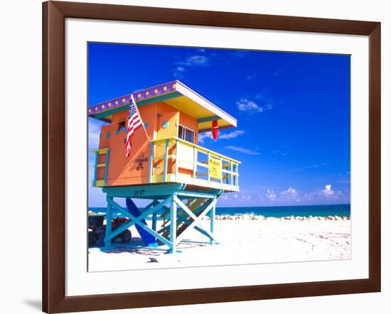 Life Guard Station, South Beach, Miami, Florida, USA-Terry Eggers-Framed Photographic Print